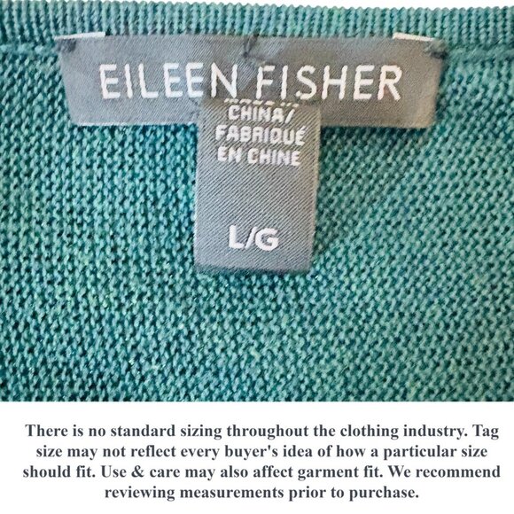 Eileen Fisher Womens Tencel Silk Round Neck Sweater Pine Green Pullover Size L - Picture 9 of 12